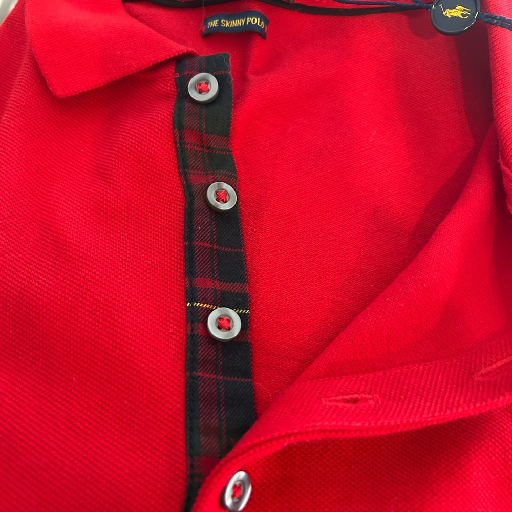 NWT Ralph Lauren POLO Skinny Fit Holiday Tartan in Cruise Red. Women’s M - Picture 4 of 10